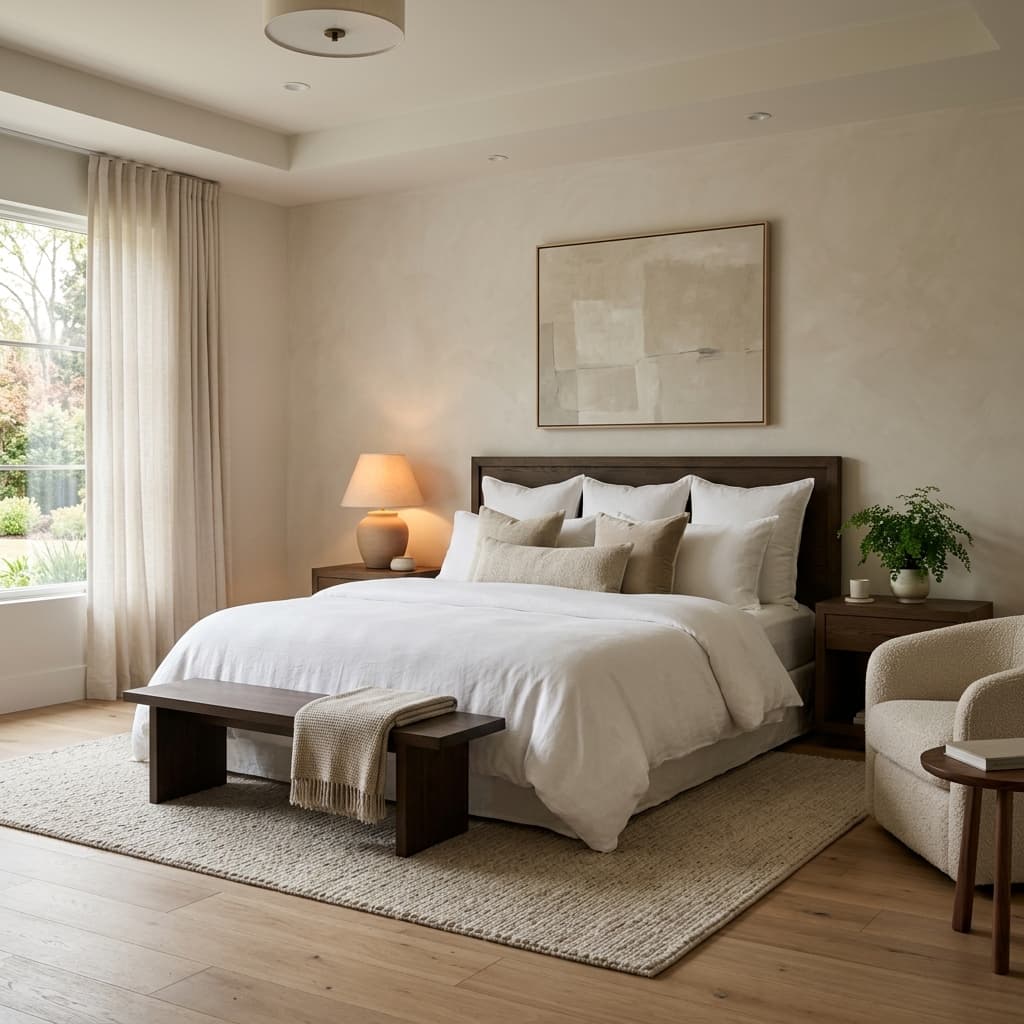 Hotel-quality Airbnb bedroom with white linens